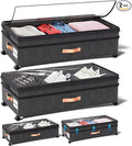 Under Bed Storage with Wheels, 2 Pack XXL Rolling Storage Containers by Aomkmi
