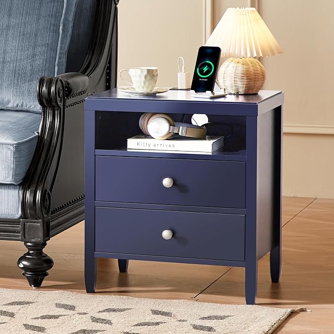 Huuger Blue Nightstand Set of 2, Night Stand - Image 5