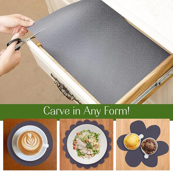 EVALAND Shelf Liners for Kitchen Cabinets Non-Adhesive 12" x 33 FT Gray Drawer - Image 4