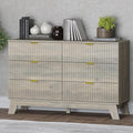 Fluted 6 Drawer Dresser, 47.2" Wide Modern Boho Chest of Drawers, Wooden by BORNOON