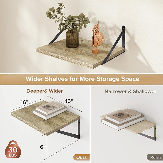 Deep Floating Shelves Wall Mounted, Living Room, Office - Image 3