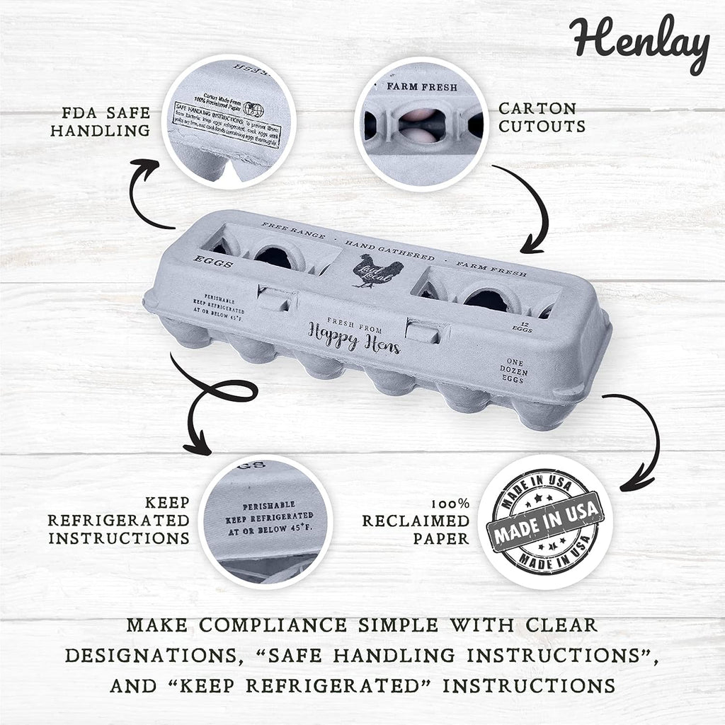 Printed Farm Fresh Egg Cartons - Holds Up to XL Chicken Eggs (25, Hen)
