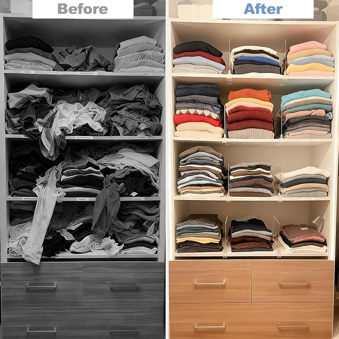 Purse Organizer for Closet Shelf Dividers: 16-Pack Adjustable Clear Acrylic Bag - Image 5