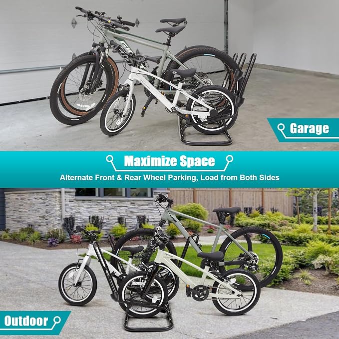 Kinghouse Floor Bike Rack for 3 Bikes, Bike Stand, Protects Disc Brake & - Image 2