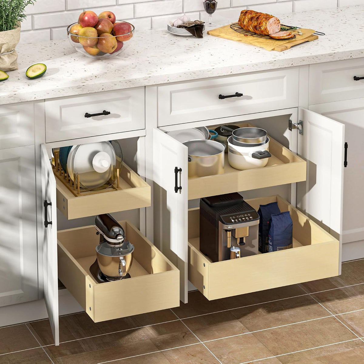 WelFurGeer Soft Close Pull Out Drawers for Cabinets, 20" W x 22" D