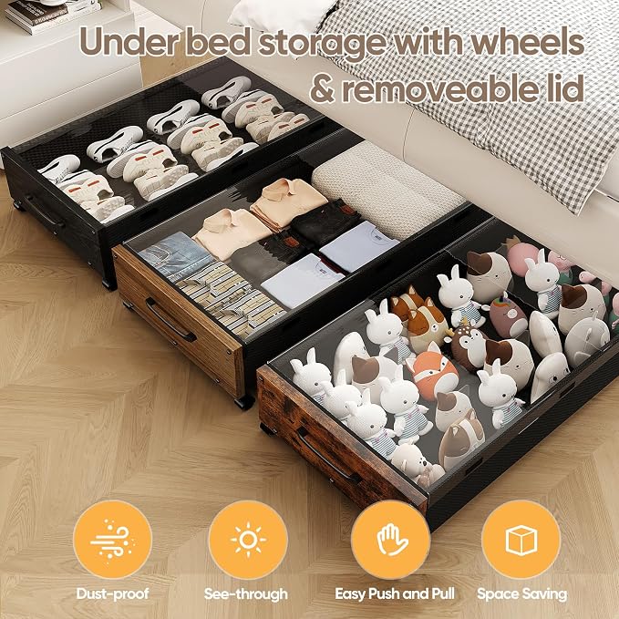 KITHELP Wooden Under Bed Storage - Image 5