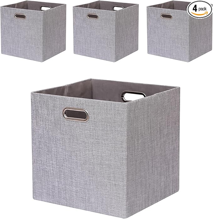 Cube Storage Bins 13×13x13 Inch Linen Foldable Box by Fboxac