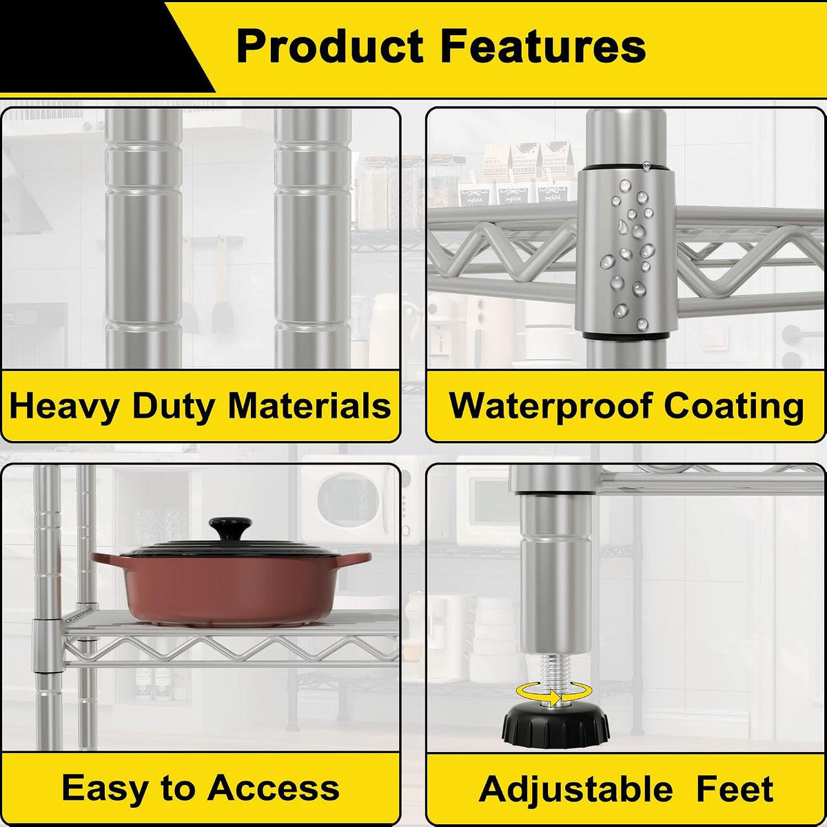 GIOTORENT 8-Wire Garage Shelving Storage Shelves, Kitchen Storage