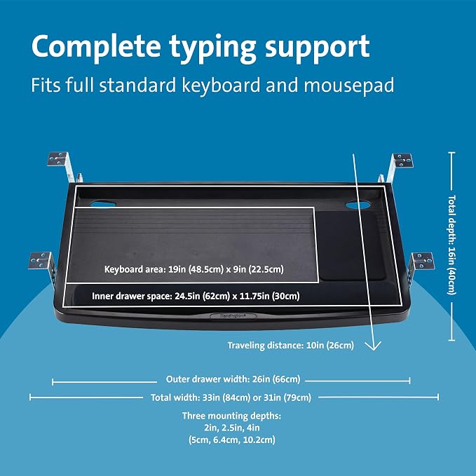 Kensington Keyboard Tray Under Desk, SmartFit Ergonomic Slide-Out Keyboard - Image 2