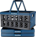 CleverMade Collapsible Shopping Basket, 3PK - 24L Reusable Plastic Grocery by CleverMade