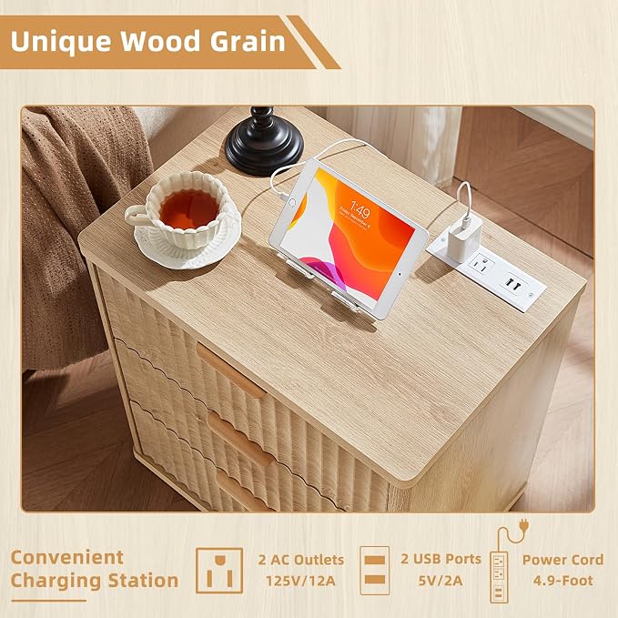 LEYAOYAO Fluted Nightstand - Image 5