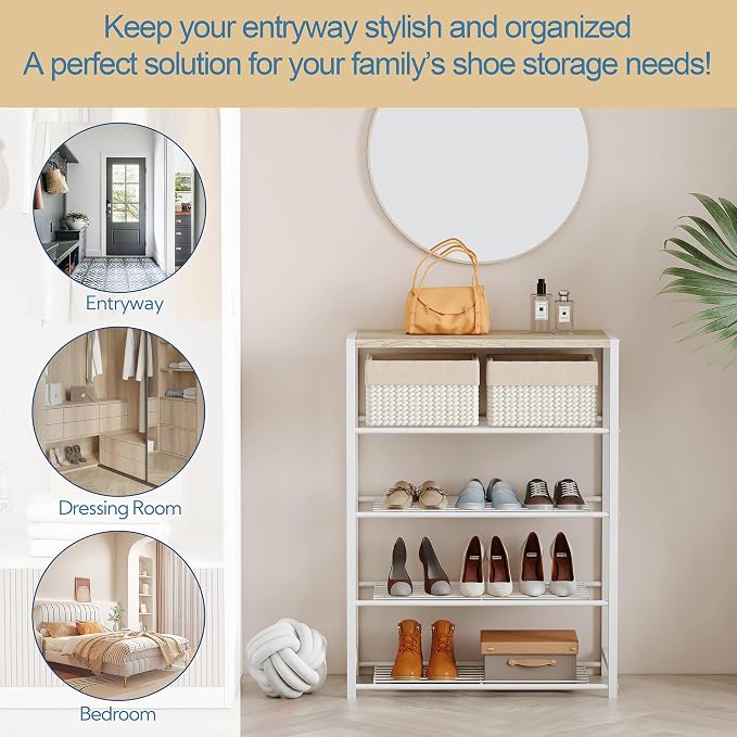 Yusong Shoe Rack Organizer, 5 Tier Industrial Shoe Storage Shelf, Narrow Sturdy - Image 5
