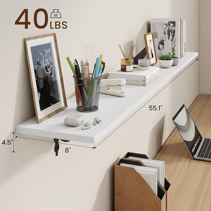 RICHFOCUS Floating Shelves for Wall Decor, 55.1W x 8D Shelves Set of 2 - Image 3