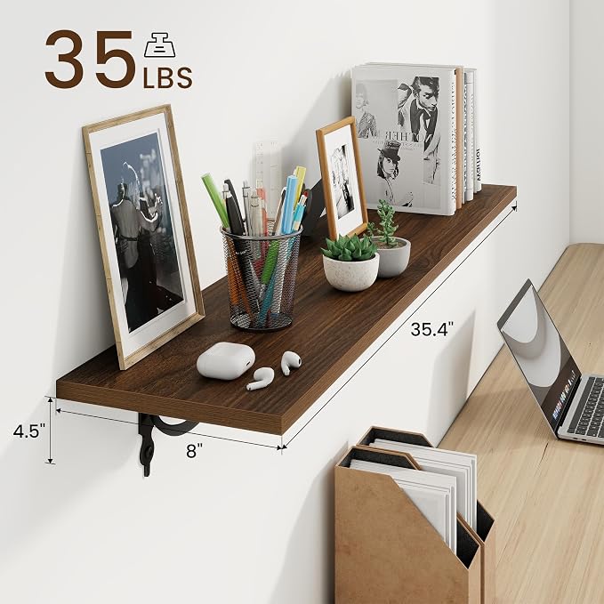 RICHFOCUS Floating Shelves for Wall Decor, 35.4W x 8D Shelves Set of 2 - Image 3