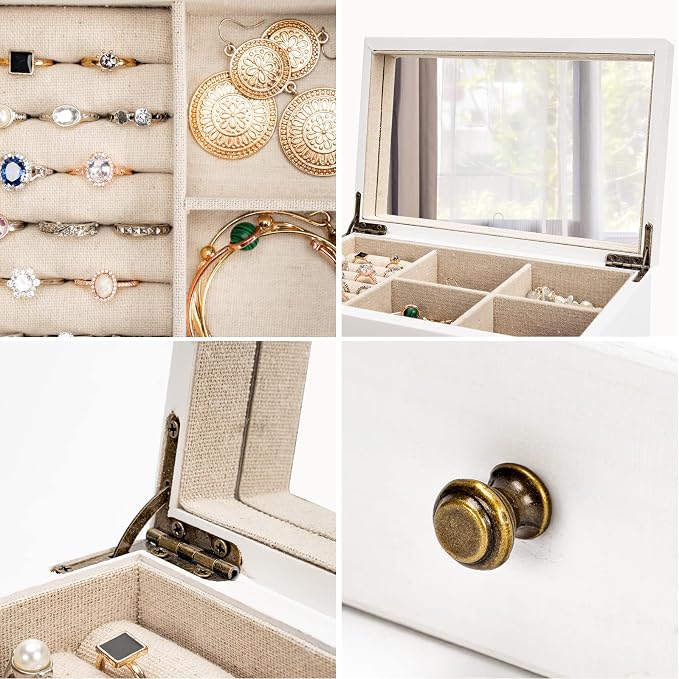 Meangood Jewelry Box Organizer for Women, 2 Layer Large Jewelry Storage Case - Image 5