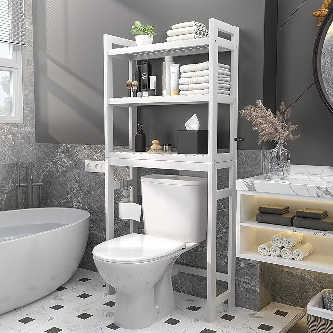 Homykic Over The Toilet Storage, Bamboo Over Toilet Bathroom Organizer Rack - Image 2
