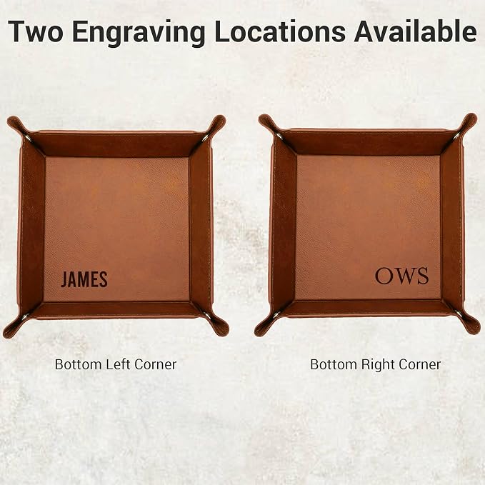 Personalized Valet Tray, Custom Engraved Leather Keys Tray - Image 4