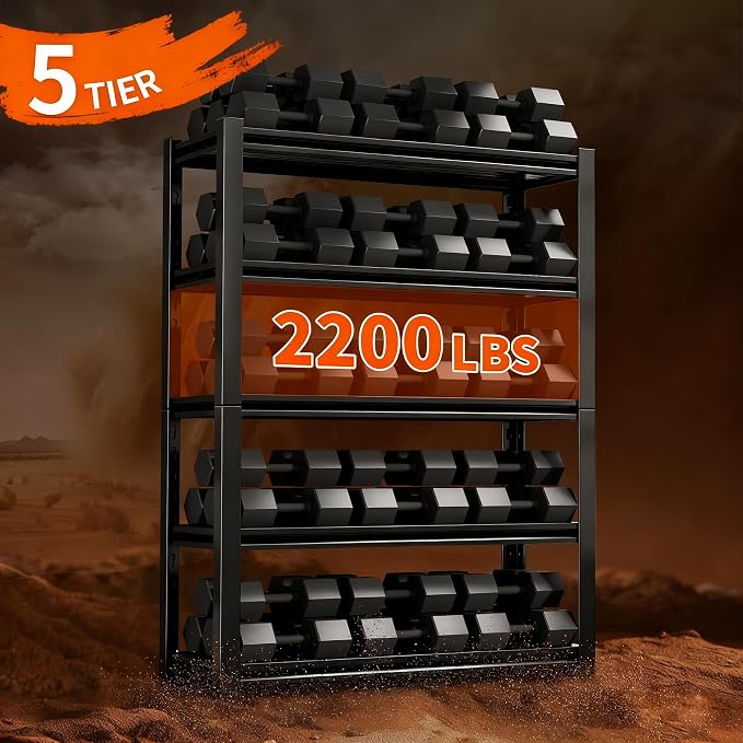 Dyoung 47.2" W Garage Storage Shelves Adjustable 5 Tier Metal Shelves Heavy - Image 4