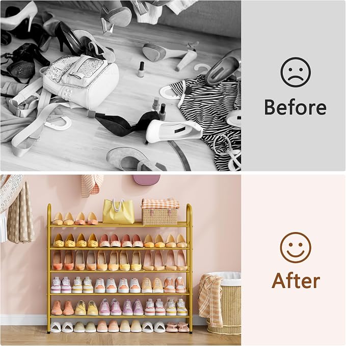 Hoctieon 5 Tier Shoe Rack for Closet, Durable Mesh Style Shoe Rack, Entryway - Image 9