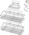 Nieifi Shower Caddy Shelf with Hooks Storage Rack Organizer Adhesive Stainless by Nieifi