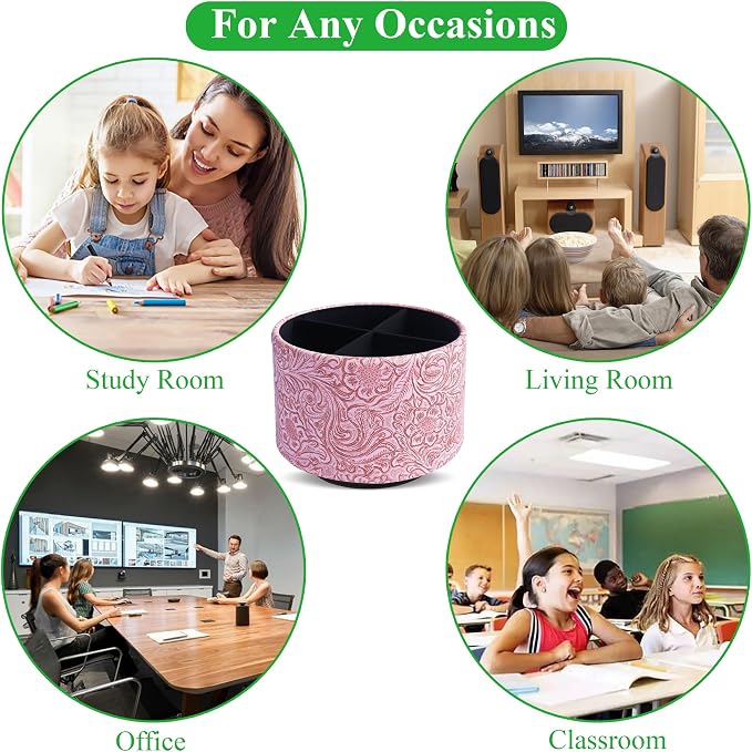lizimandu Round Leather Art Supply Organizer, Remote Control Holder, 360 Degree - Image 8