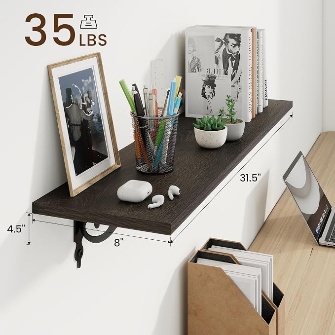 RICHFOCUS Floating Shelves for Wall Decor, 31.5W x 8D Shelves Set of 2 - Image 3