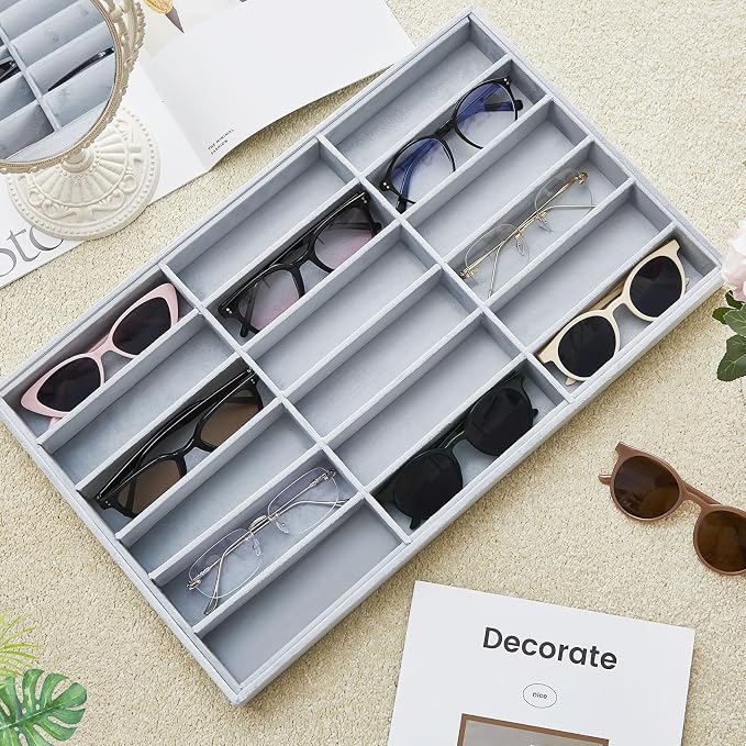 Amylove 2 Pcs Sunglass Organizer Trays Glasses Stackable Jewelry Trays Sunglass - Image 5