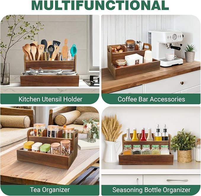 Acacia Wood Utensil Holder Kitchen Utensil Holder - Image 8