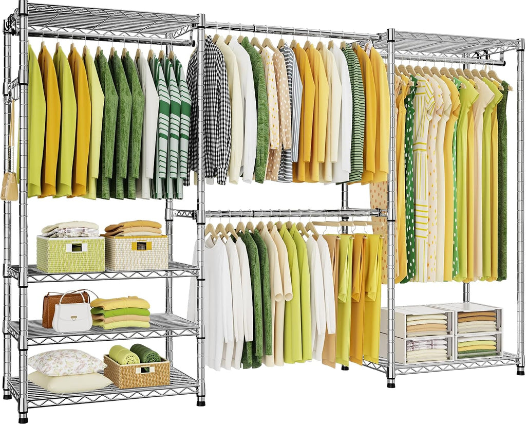 E1 Heavy Duty Closet Garment Rack, 6 Tiers Adjustable Clothing Storage