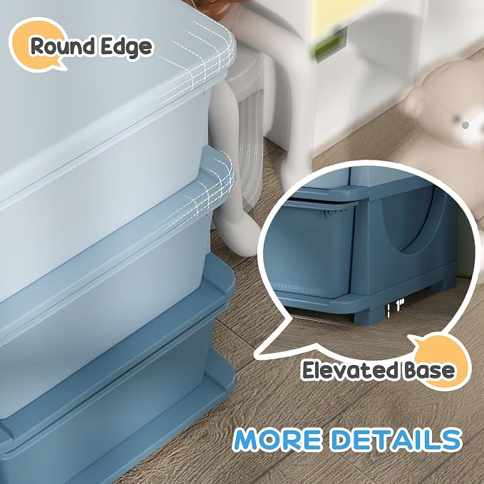 Qaba 3 Tier Kids Storage Unit, 9 Drawer Chest Toy Organizer Plastic Bins - Image 7