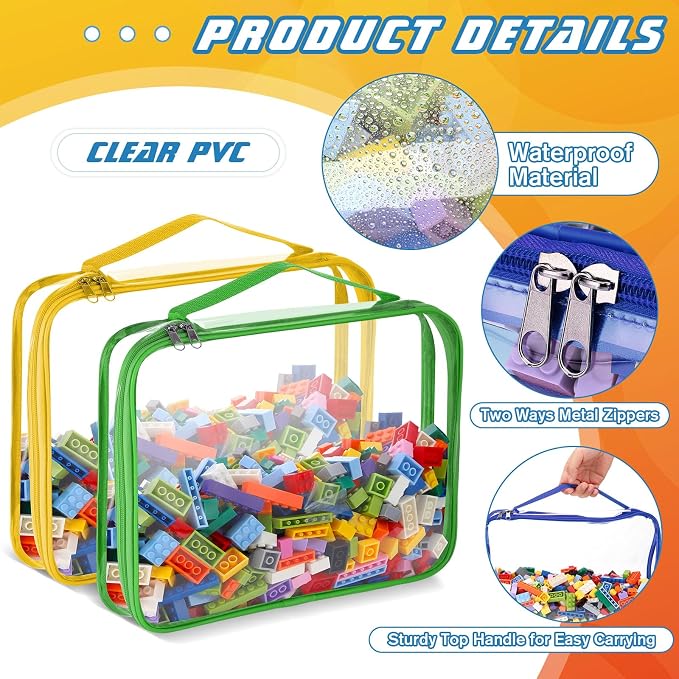 Sanwuta 6 Packs Toy Storage Bags, PVC Organizing Case Bags - Image 3