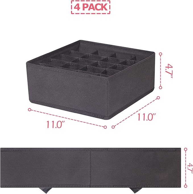 DIOMMELL 4 Pack Foldable Cloth Storage Box Closet Dresser Drawer Organizer - Image 2