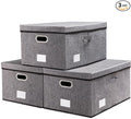 PRANDOM Storage Bins with Lids Linen Fabric Foldable Storage Boxes Organizer by Prandom