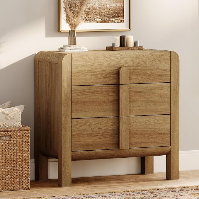 WAMPAT 3 Drawer Dresser for Bedroom, 31.5" Wide Mid Century Modern Wide Chest by WAMPAT