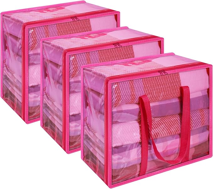 Vieshful Pink 40L Clear Clothes Storage Bag by Vieshful
