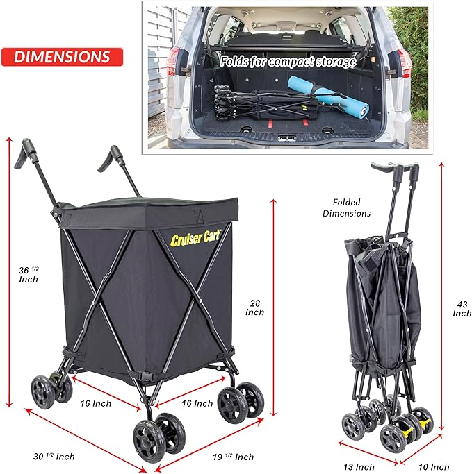 dbest Products Cruiser Cart Urban 360 Folding Shopping Grocery Collapsible - Image 4