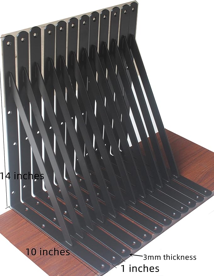 12 Pack L14 x H 10" Black Heavy Duty Shelf Brackets - Image 2