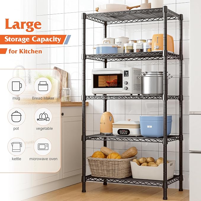 REIBII Wire Shelving Rack 5-Tier Metal Shelves - Image 4