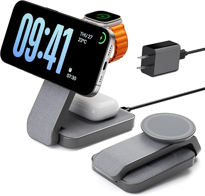 3 in 1 Foldable Wireless Charging Station by eazpower