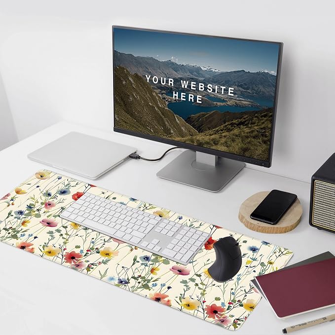 Wild Flowers Large Mouse Pad, Gaming Keyboard Desk Pad, Extended Mouse Mat - Image 6