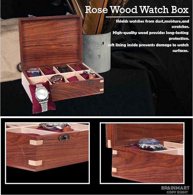Wooden Watch Box for Men & Women, Watch Organizer & Display Case, Premium - Image 3