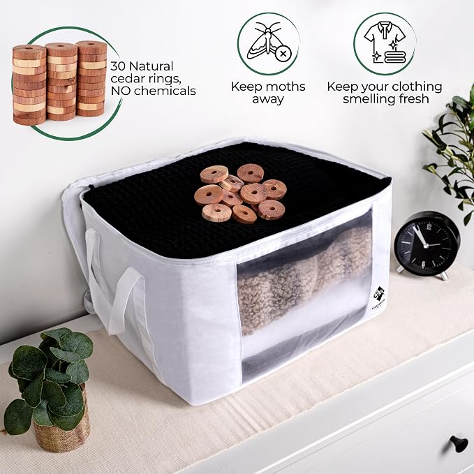 Sweater Storage for Closet – 2 Large Cotton Garment Bags, 30 Cedar Rings - Image 5