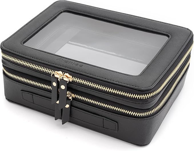 Aveniee XL Clear Makeup Organizer, Double Layer Travel Cosmetic Case by Aveniee