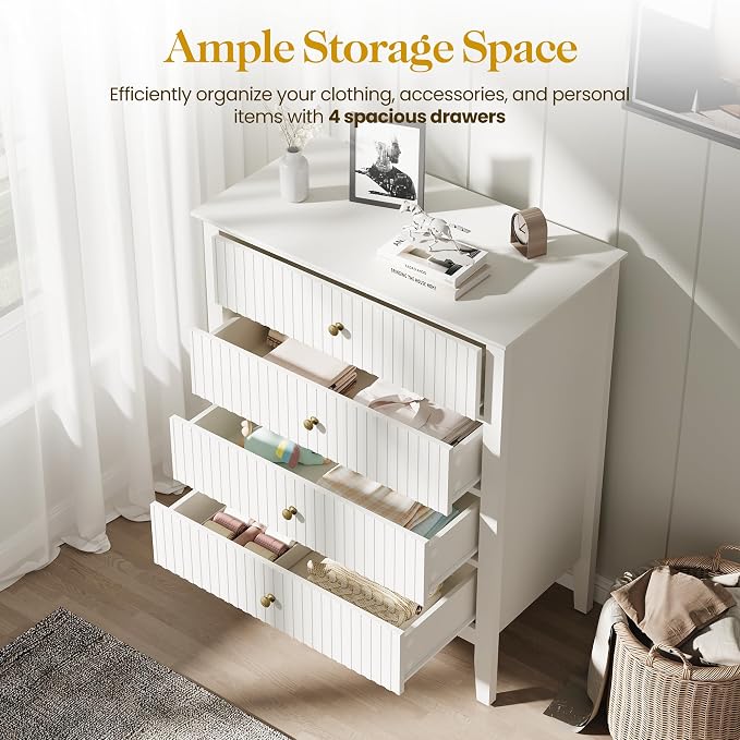 RoyalCraft White Fluted 4 Drawer Dresser - Image 5
