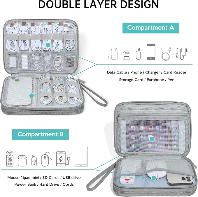 CILLA Electronics Organizer Travel, Travel Cord Organizer Case, Compact - Image 3