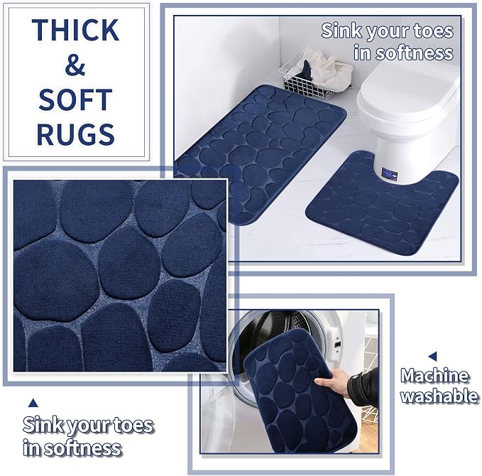 Bathroom Set with Shower Curtain and Rugs- 25PC Blue Bathroom Accessory Set - Image 6