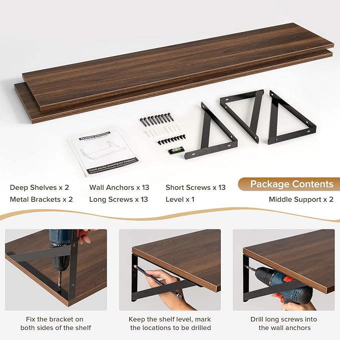 Deep Floating Shelves Wall Mounted, Living Room, Office - Image 5
