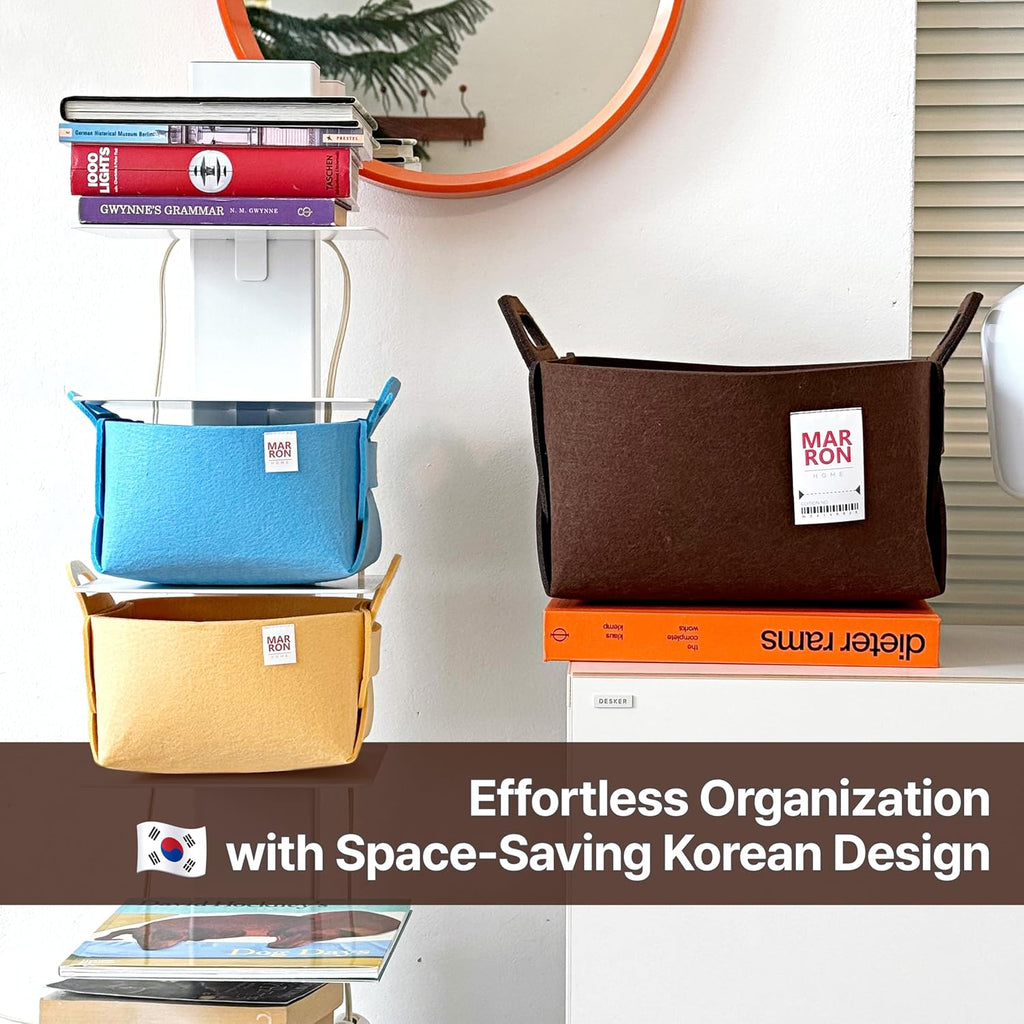 Collapsible Felt ORANGE Storage Bin Large 14.6"x9.4"x9.4" – Foldable