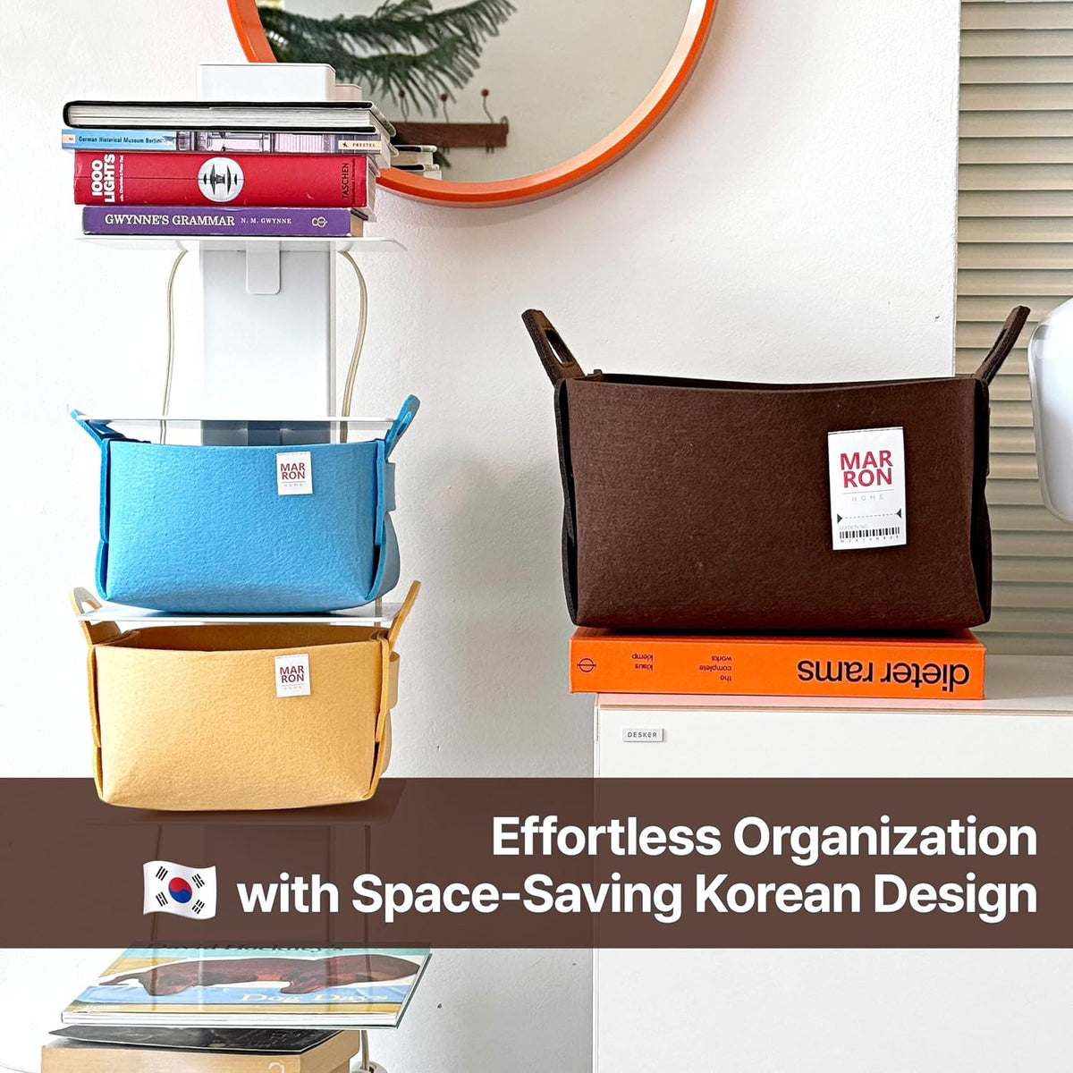 Collapsible Felt ORANGE Storage Bin Large 14.6"x9.4"x9.4" – Foldable