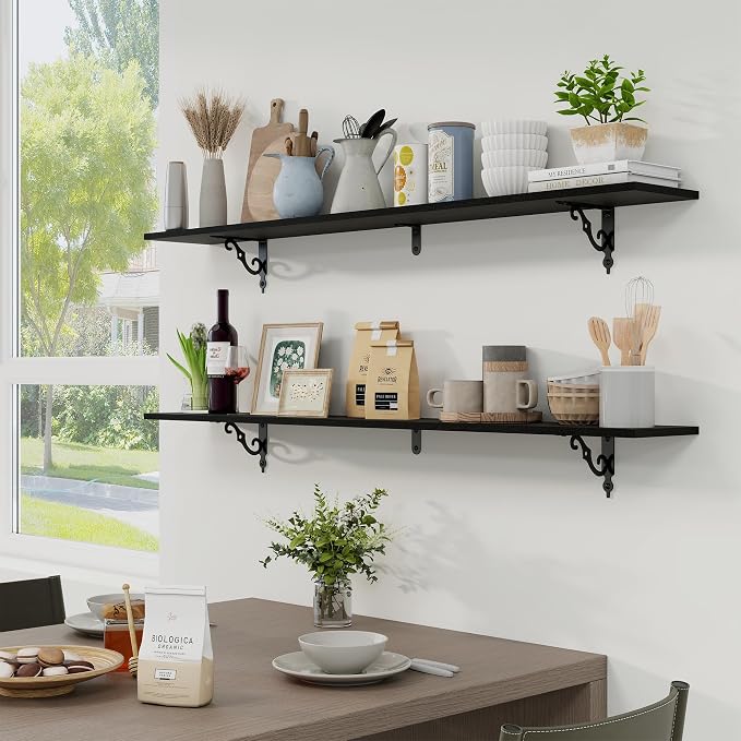 RICHFOCUS Floating Shelves for Wall Decor, 55.1W x 8D Shelves Set of 2 - Image 2
